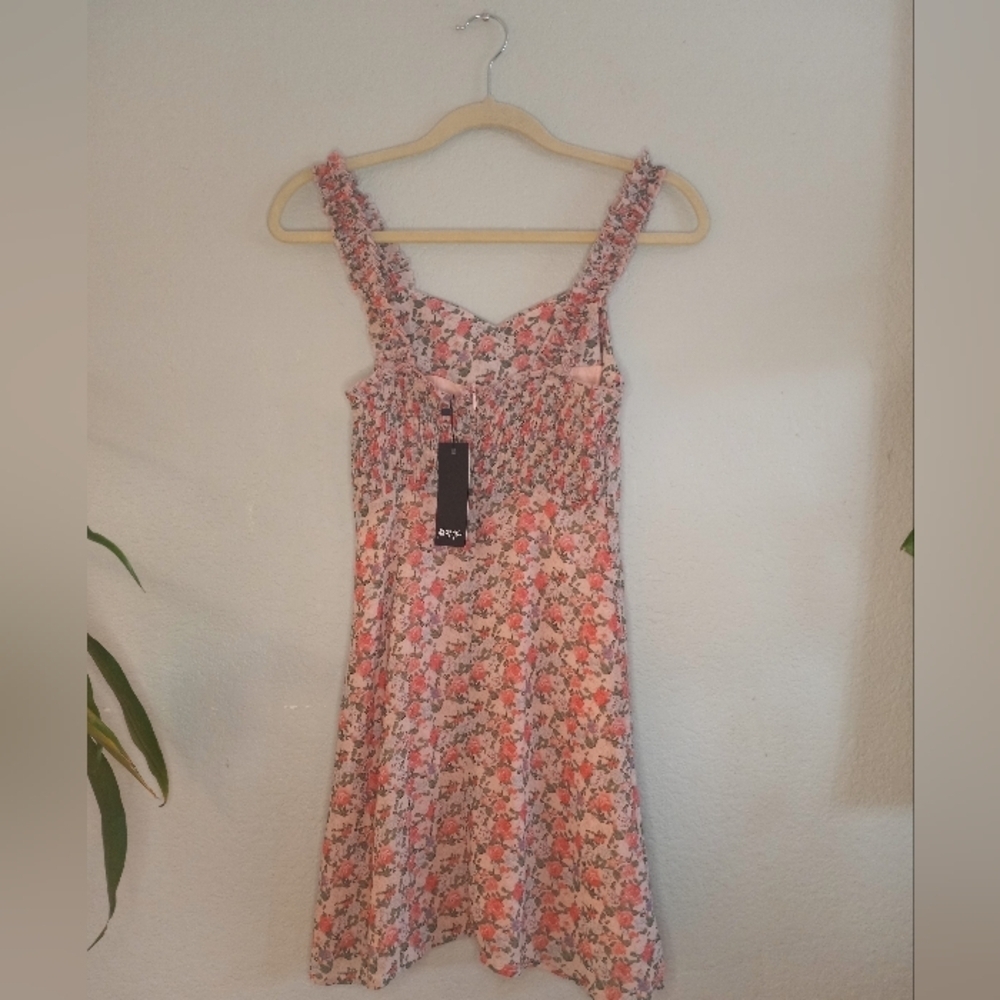 Nasty Gal NWT Flowy Floral Babydoll Sweetheart Neckline Coquette Girl Mini Dress - Picture 6 of 7